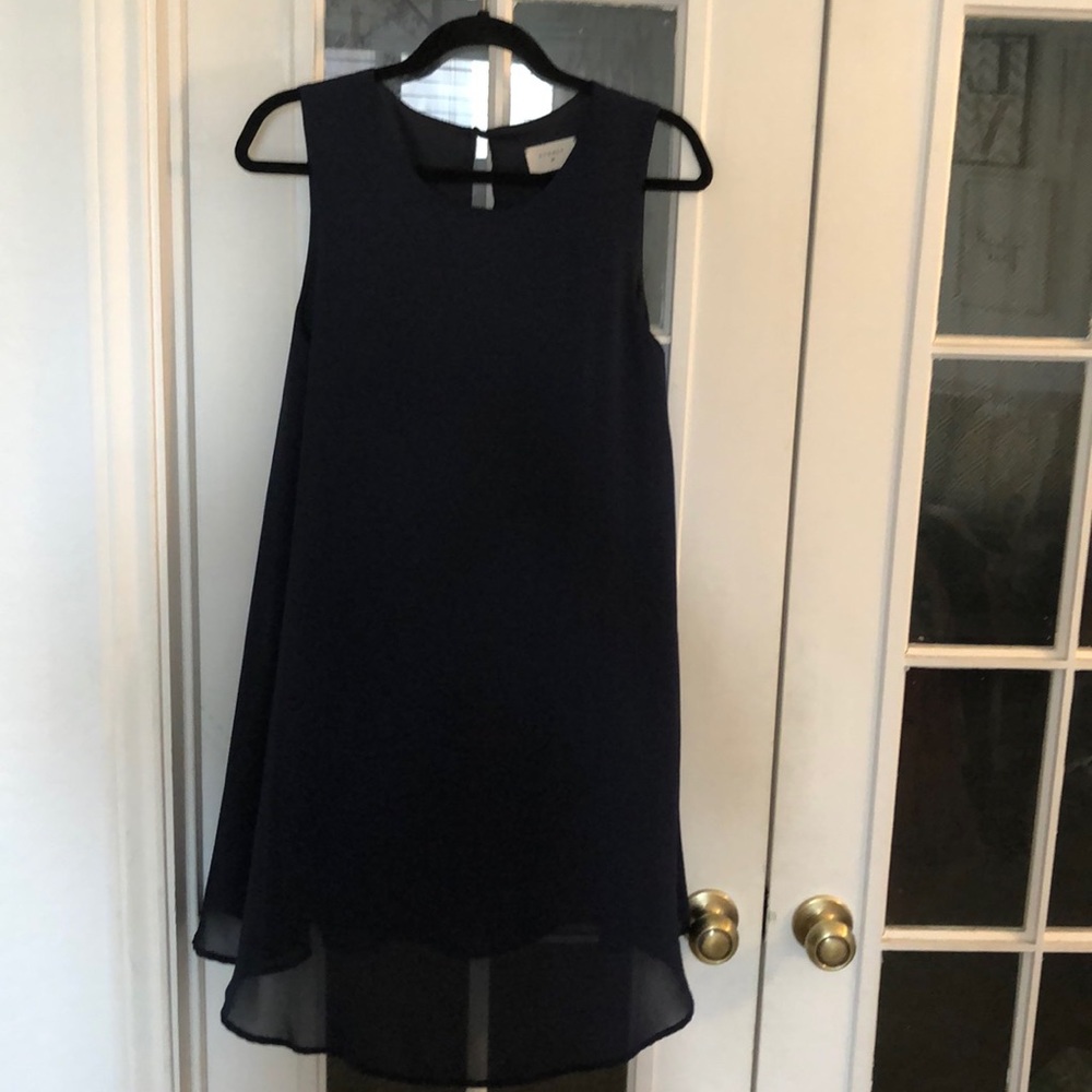 Navy Blue sleeveless key hole flows dress